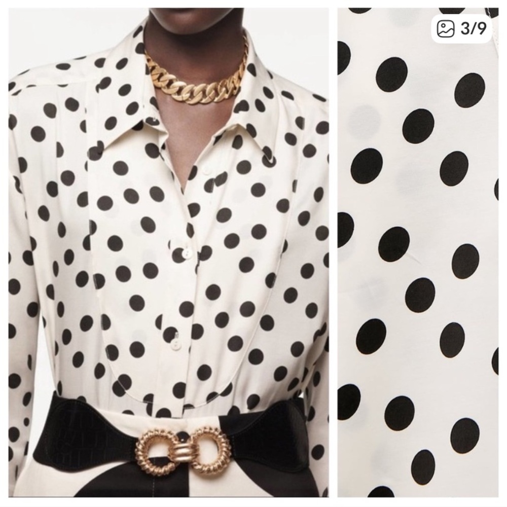 Zara Limited Edition Polka Dot Button Up Shirt Small